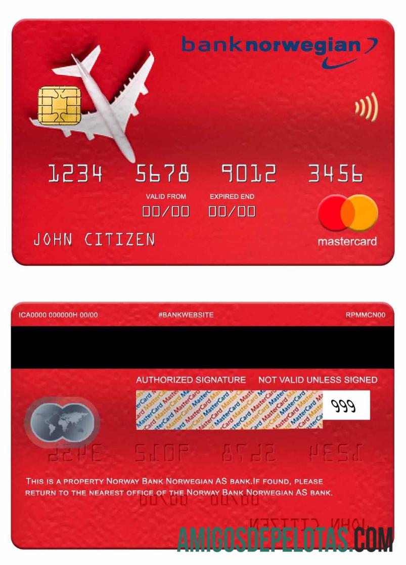 Norway Bank Norwegian AS Bank Mastercard download for verification